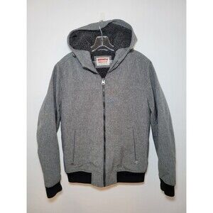Levi’s Jacket Gray Hooded Black‎ Sherpa Lined Soft Shell Bomber Coat Mens Small